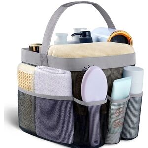 NWT gray  mesh shower bag